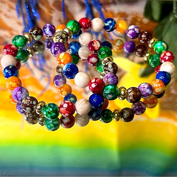 Chakra Yoga Stone Beaded Bracelet - Picture 1 of 9
